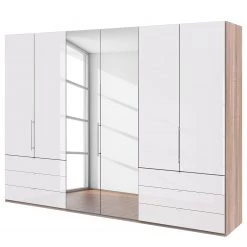 Wiemann Armoire à portes pliantes Loft V - Imitation chêne brut de sciage / Verre Blanc - Hauteur : 216 cm