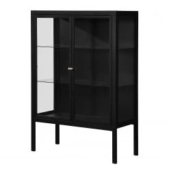 Loftscape Buffet haut Aregno - Verre / Métal - Noir - Largeur : 100 cm