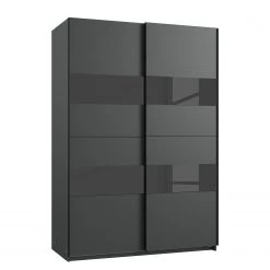 Wimex Armoire à portes coulissantes Altona I - Graphite / Verre noir - Largeur : 135 cm