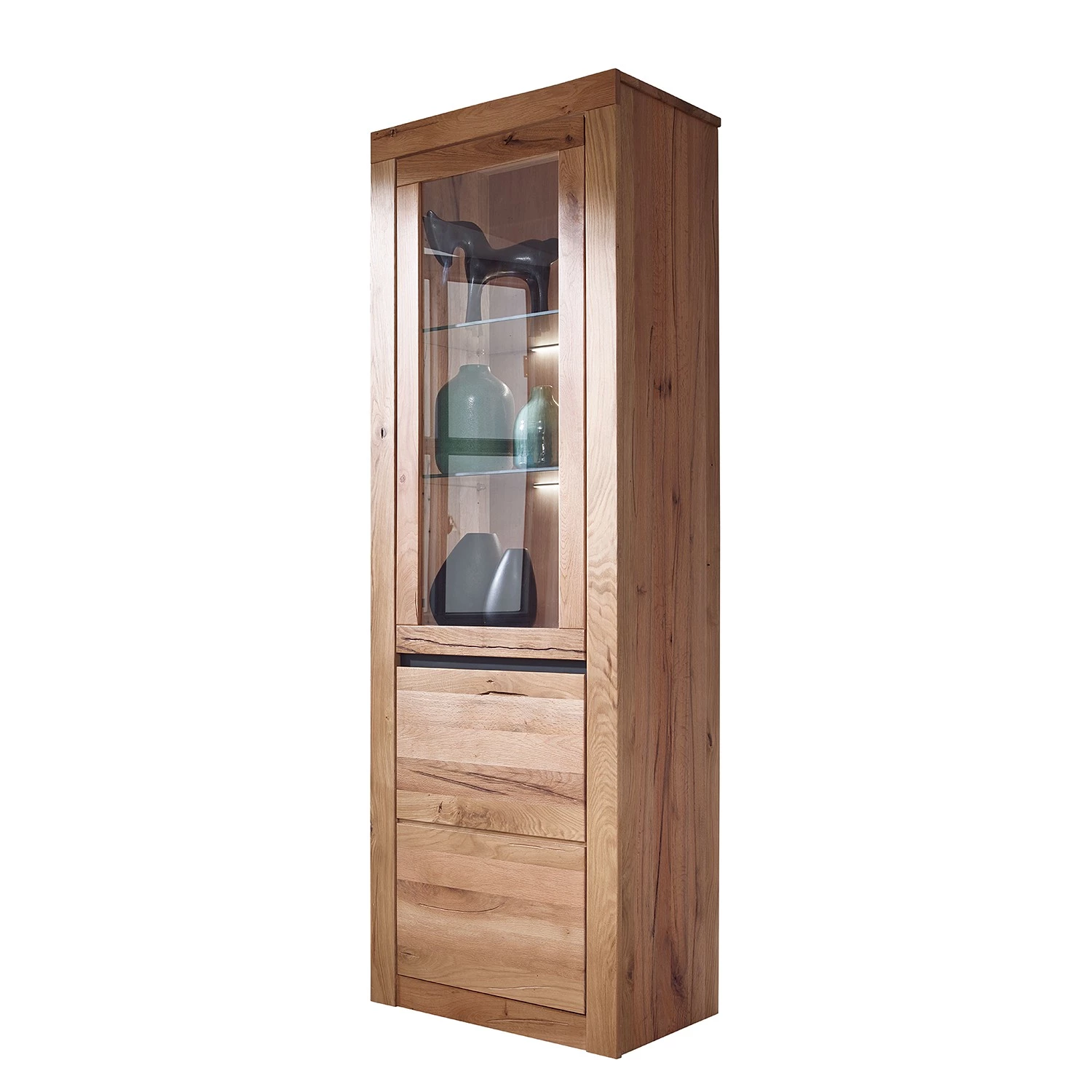 Naturoo Vitrine Gerville I - Chêne sauvage massif / Métal - Chêne sauvage / Anthracite