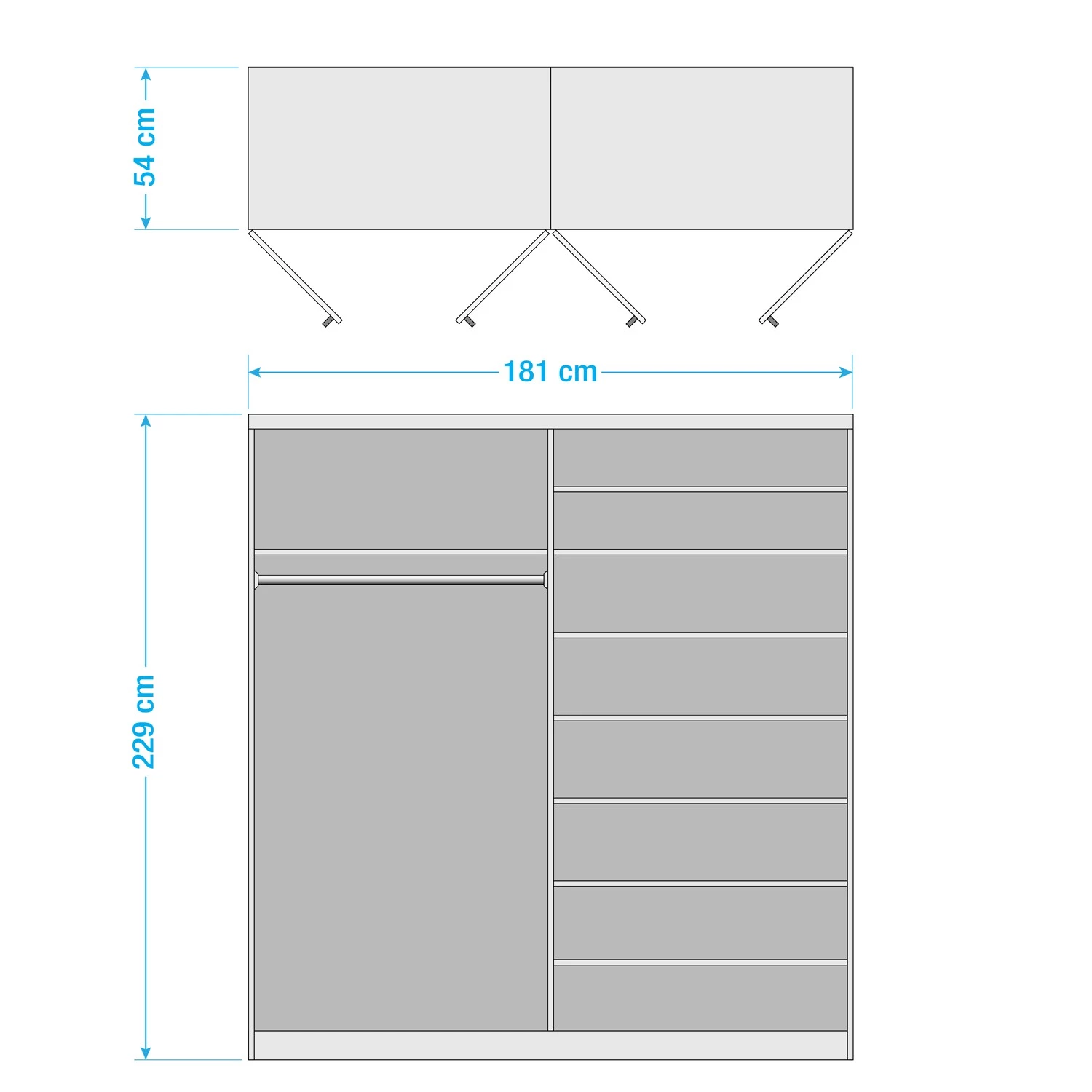 Rauch Orange Armoire à portes battantes Alabama - Gris - Hauteur : 229 cm - 4 - Classic - Sans portes miroir – Image 6