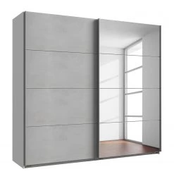 Wimex Armoire à portes coulissantes Ernie - Blanc / Imitation béton - Largeur : 225 cm