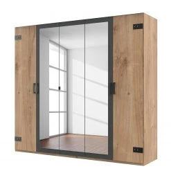 Wimex Armoire Malmoe - Imitation chêne parqueté / Graphite - Largeur : 225 cm
