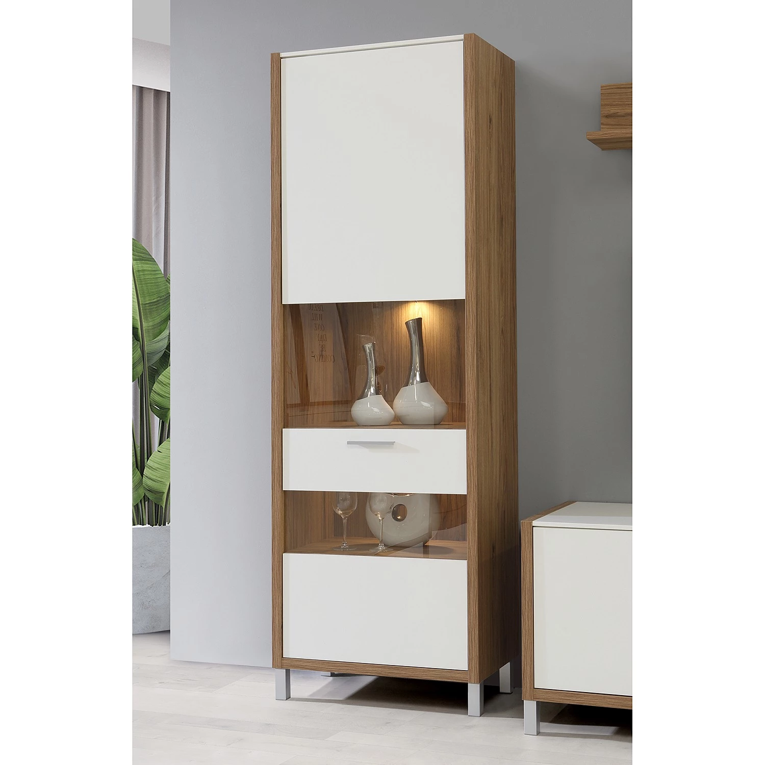 Norrwood Vitrine Boyd - Blanc / Imitation chêne – Image 2