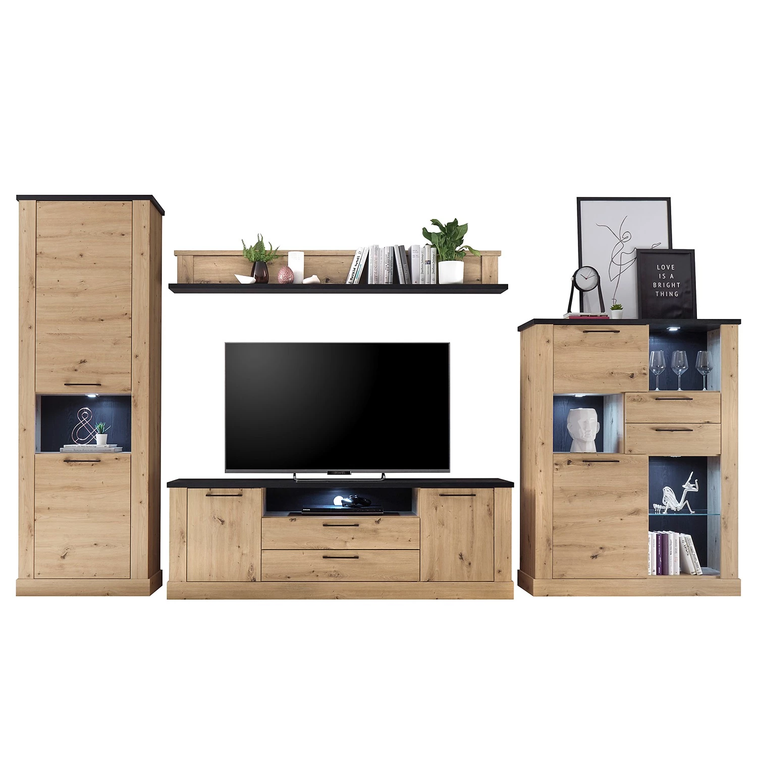 Ridgevalley Armoire Nanda I - Imitation chêne artisan / Imitation chêne noir – Image 5