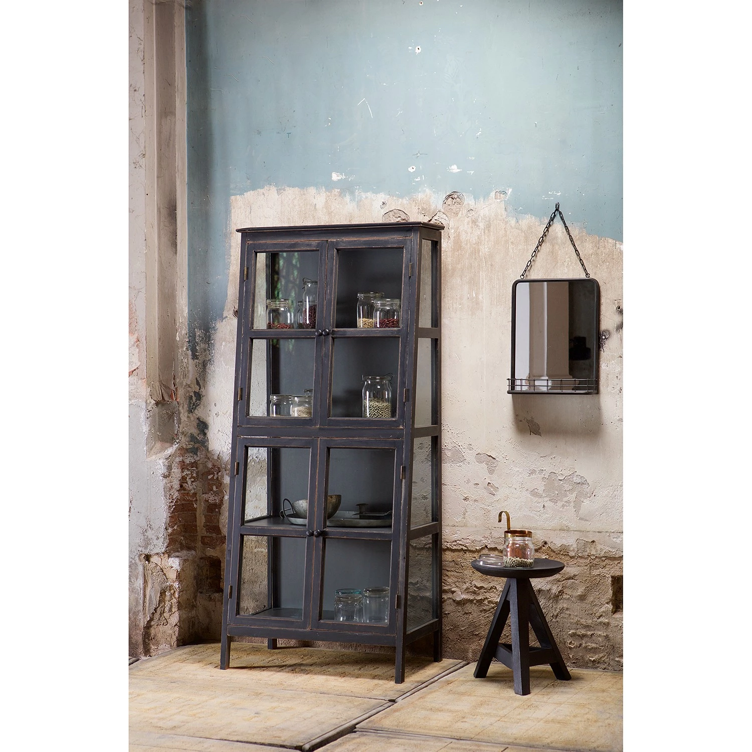 Red Living Vitrine Egelev - Pin massif - Noir vieilli – Image 2