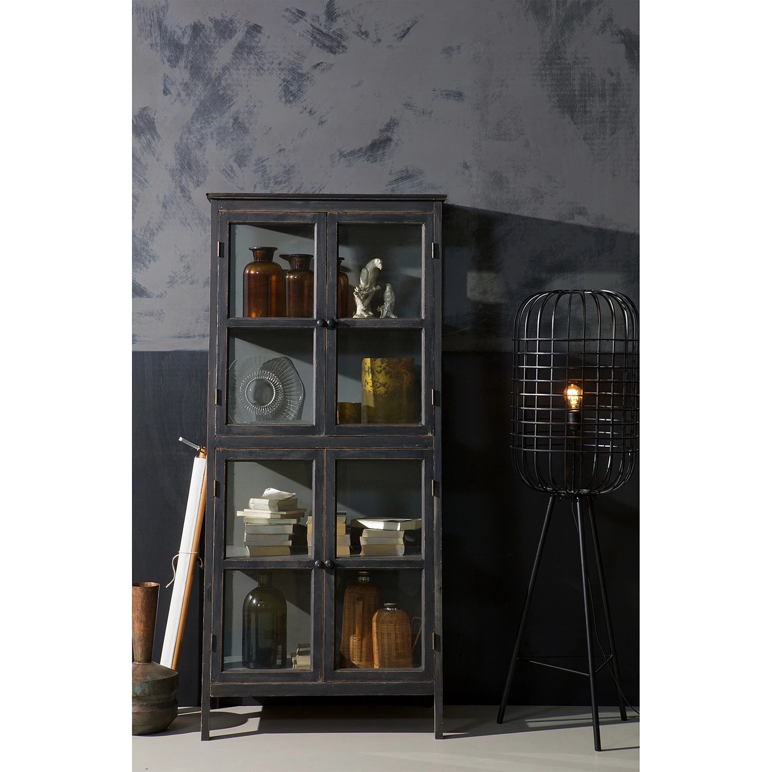 Red Living Vitrine Egelev - Pin massif - Noir vieilli – Image 3