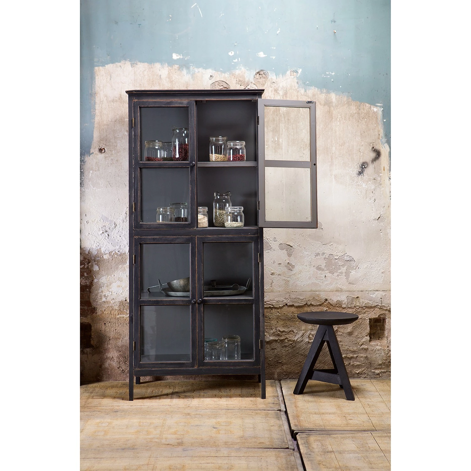 Red Living Vitrine Egelev - Pin massif - Noir vieilli – Image 4