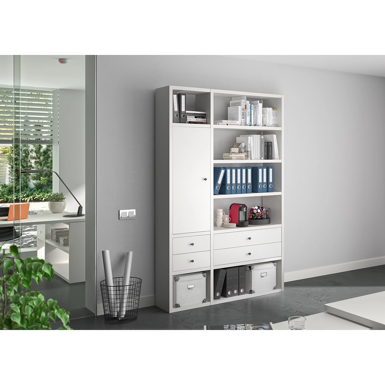 Fredriks Étagère de bureau Emporio IV - Blanc brillant – Image 2