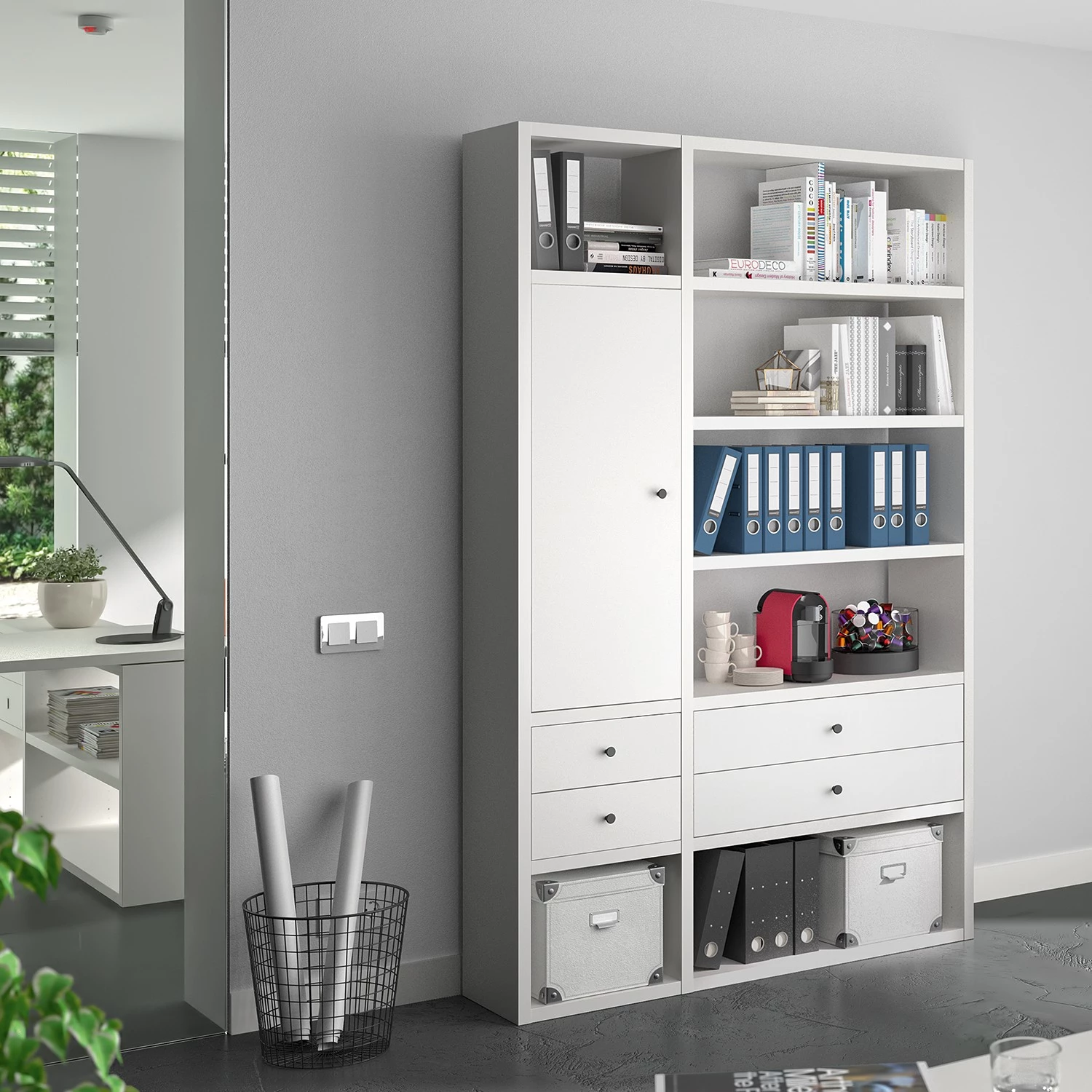 Fredriks Étagère de bureau Emporio IV - Blanc brillant – Image 3