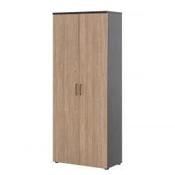 Furnitive Armoire de bureau Cookley IV - Anthracite / Imitation chêne