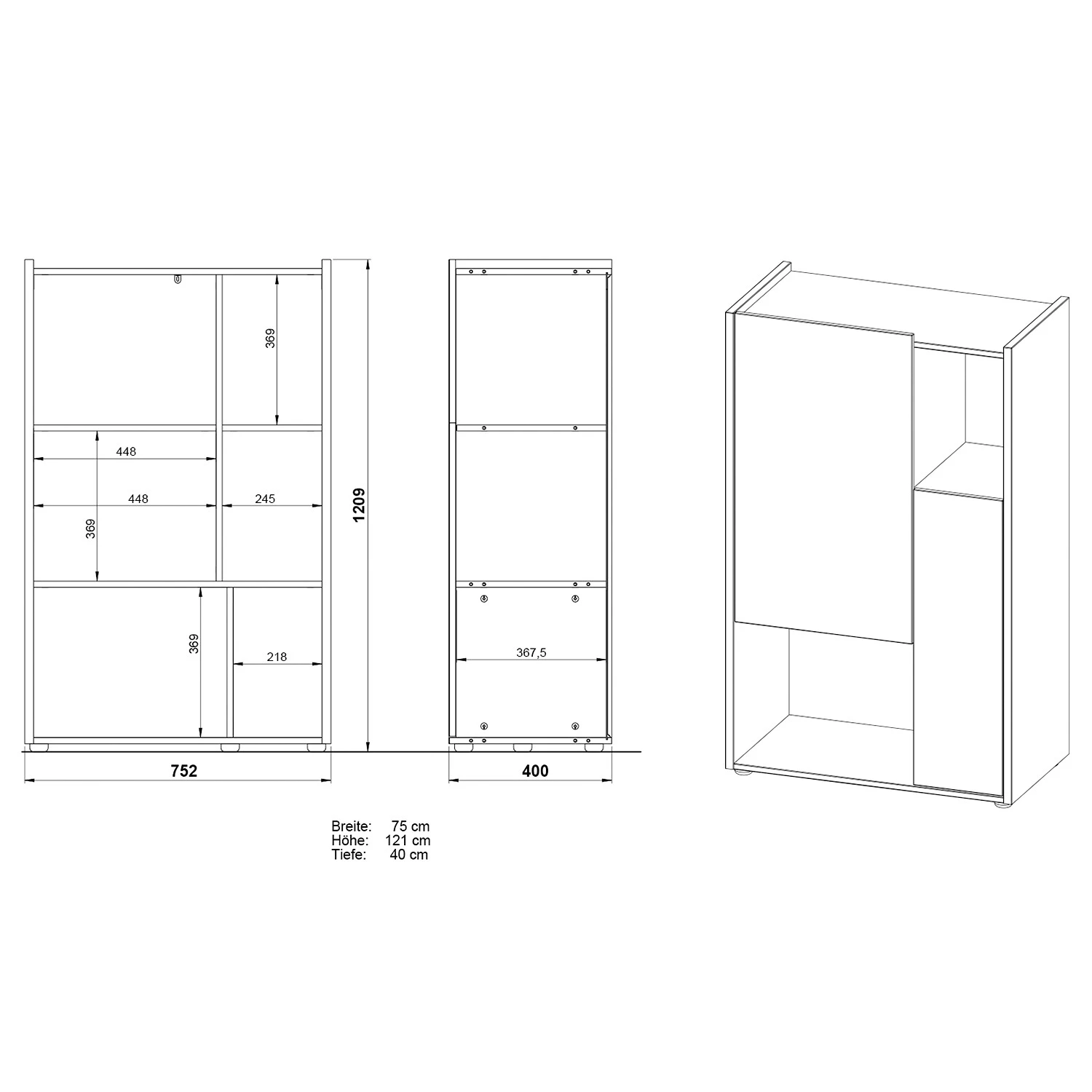 Germania Armoire de bureau GW-Indianapolis II - Imitation chêne de Navarre / Blanc – Image 6