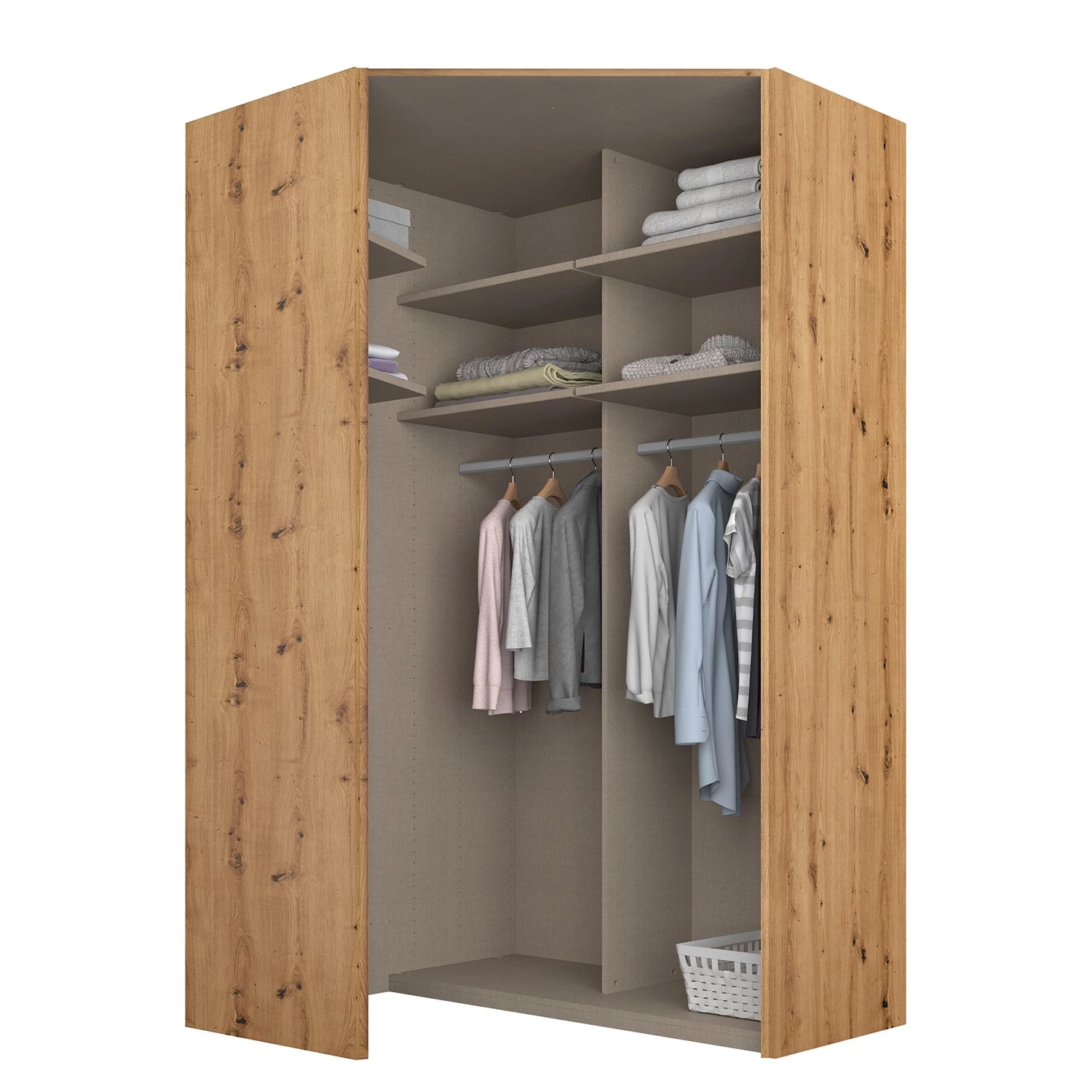 Armoire d’angle SKØP reflect - Imitation chêne Artisan - Hauteur : 236 cm - Largeur : 127 cm – Image 3