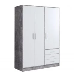 Loftscape Armoire Mindelberg - Blanc / Imitation béton - Largeur : 145 cm