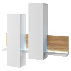 Loftscape Meuble haut Littor - Avec éclairage inclus - Blanc / Imitation chêne Grandson