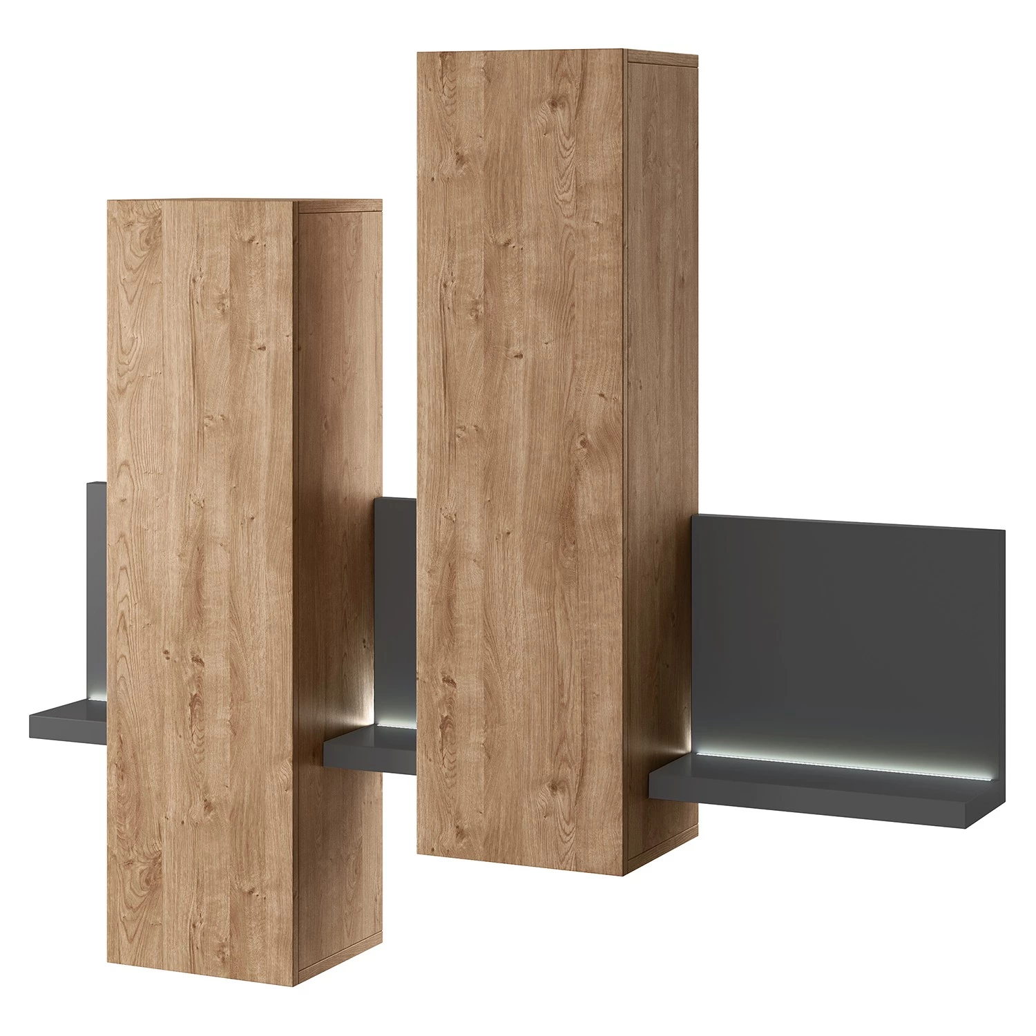 Loftscape Meuble haut Littor - Avec éclairage inclus - Anthracite / Imitation chêne