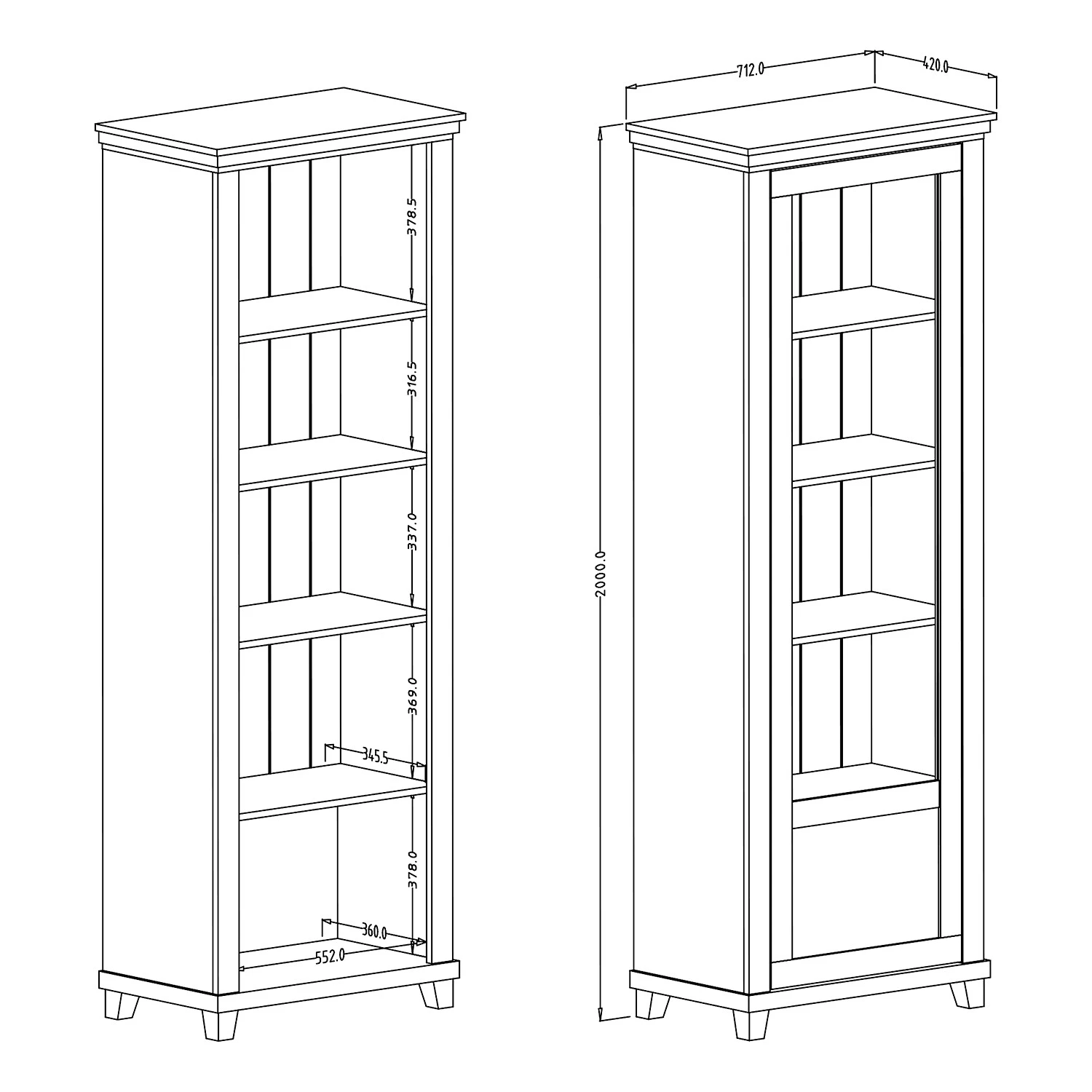 Ridgevalley Vitrine Emmanuela - Imitation épicéa blanc - Butoir à droite – Image 5
