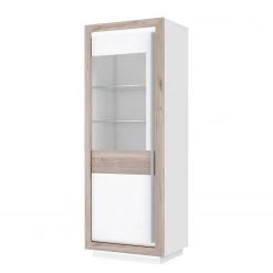 Loftscape Vitrine Wilander - Éclairage inclus - Blanc brillant / Imitation chêne Nelson