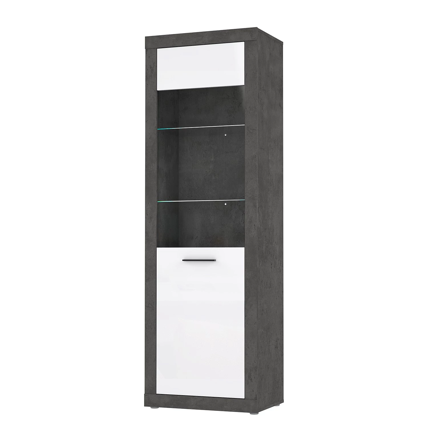 Loftscape Vitrine Vetras - Blanc brillant / Imitation béton