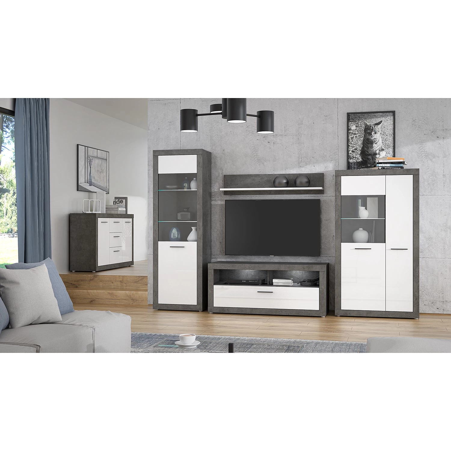 Loftscape Vitrine Vetras - Blanc brillant / Imitation béton – Image 4