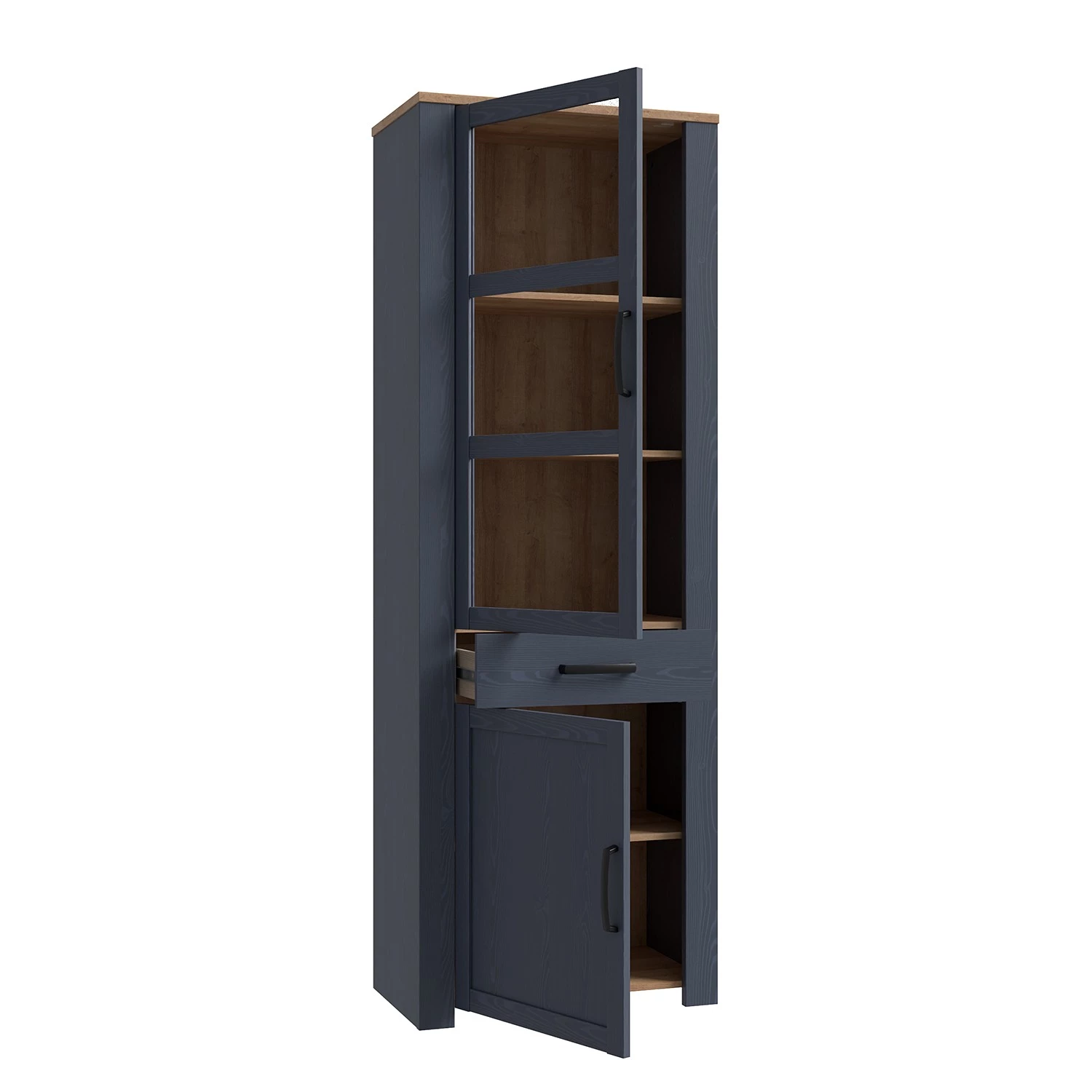 Ridgevalley Vitrine Vassia - Imitation chêne Navy / Imitation chêne Riviera – Image 10