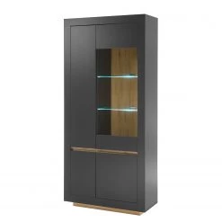 Loftscape Vitrine haute Accra - Anthracite / Imitation chêne