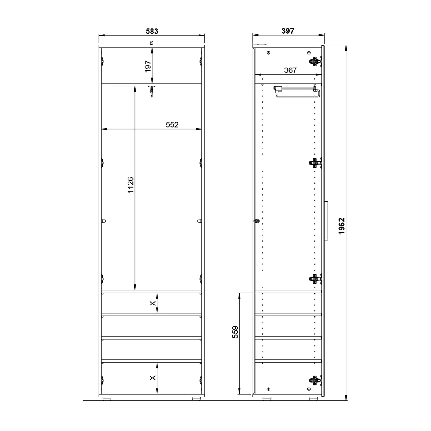 Germania Armoire d’entrée Genova - Verre - Gris argenté / Graphite – Image 6
