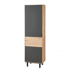 Fashion For Home Armoire d’entrée Leox I - Graphite / Imitation chêne artisan