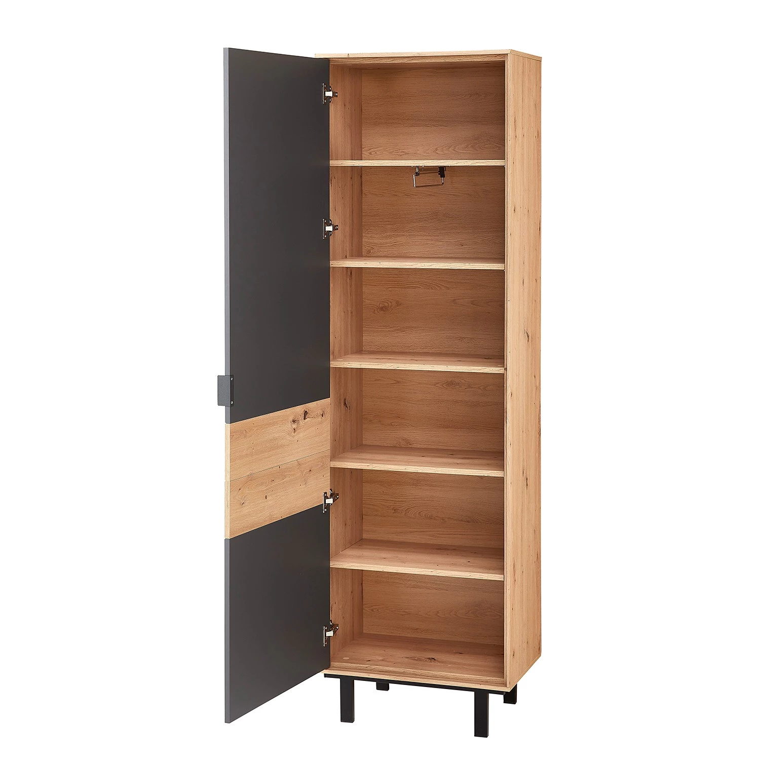 Fashion For Home Armoire d’entrée Leox I - Graphite / Imitation chêne artisan – Image 3