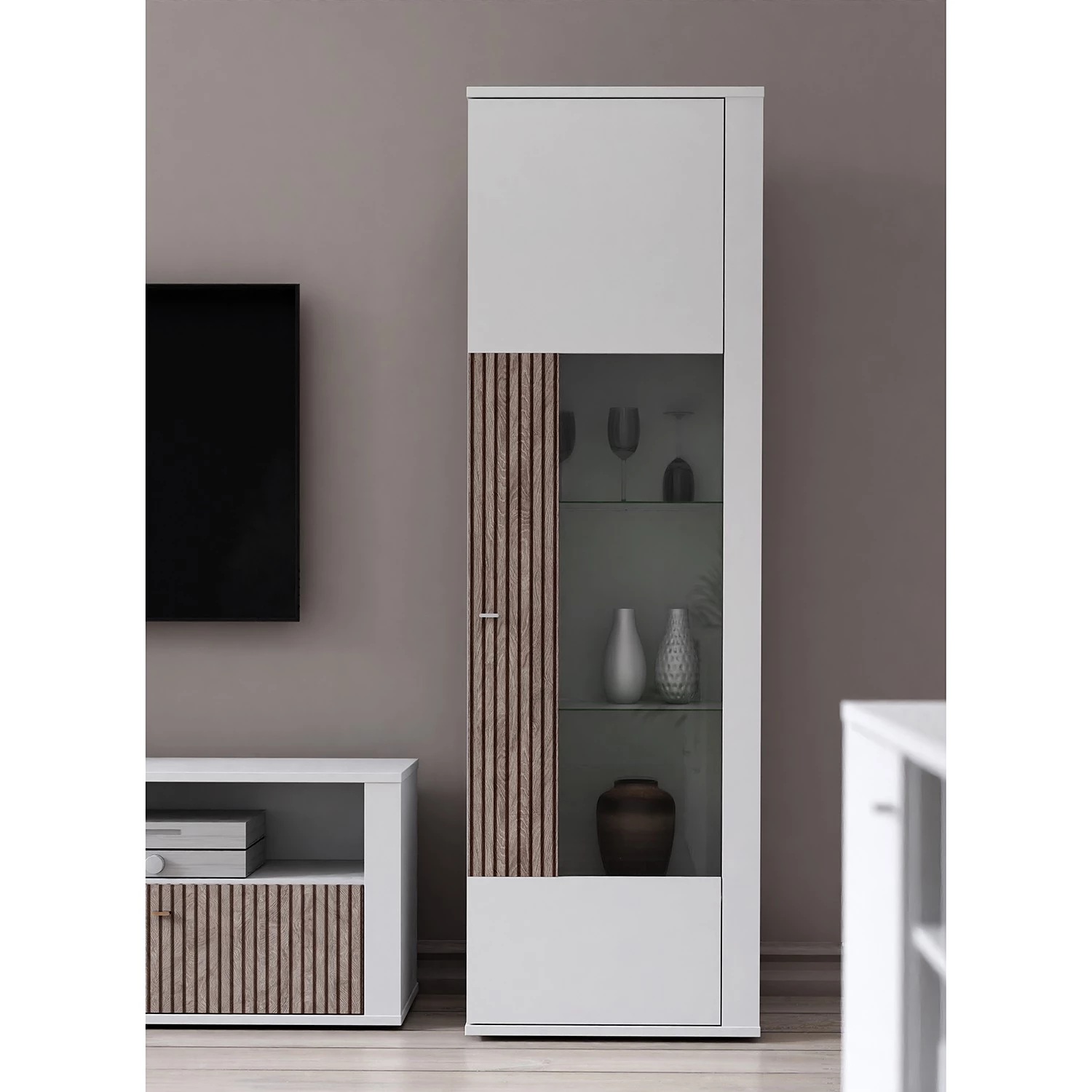 Loftscape Vitrine Millquarter I - Blanc / Imitation chêne clair – Image 3