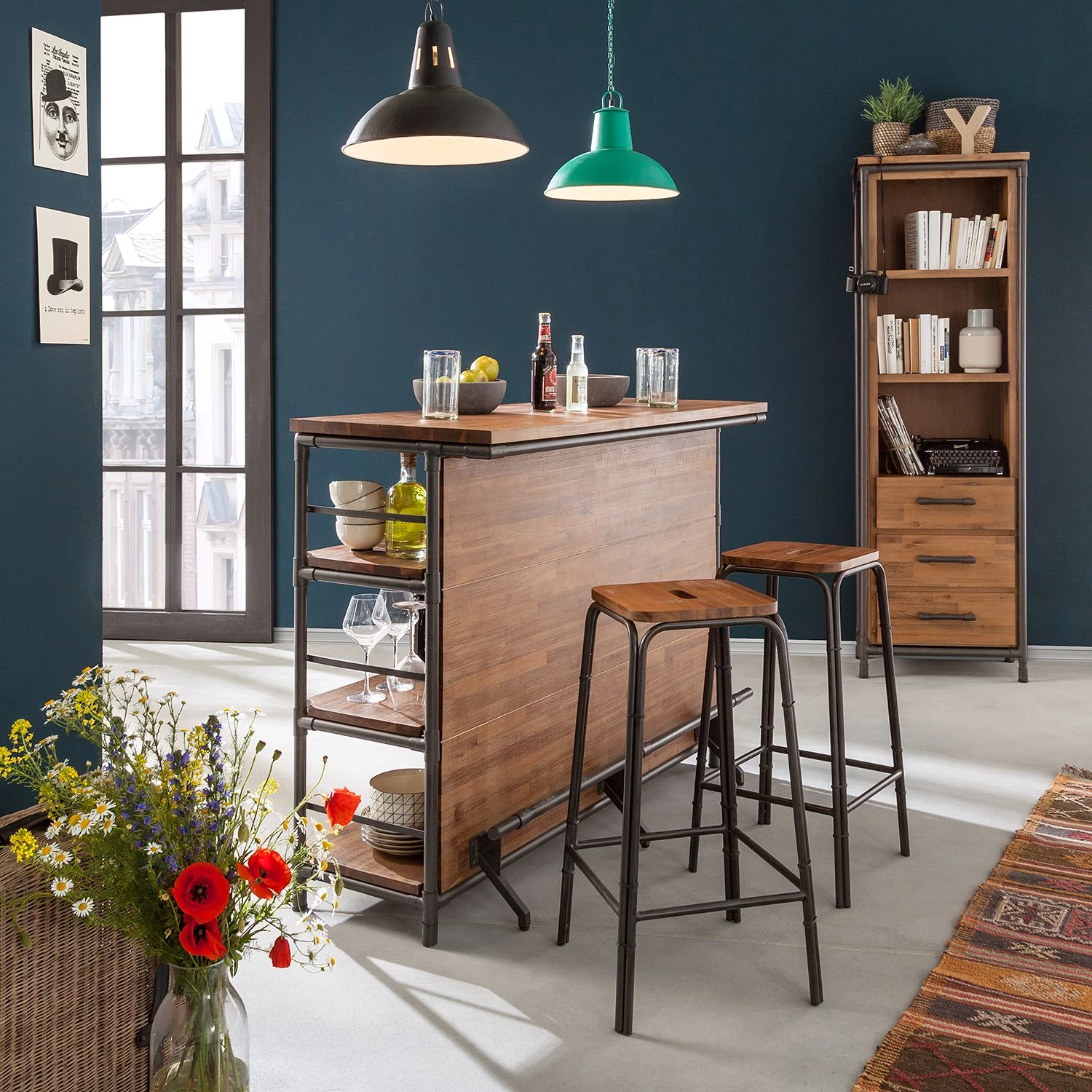 Ars manufacti Bar Atelier - Acacia partiellement massif / Métal - Acacia / Anthracite – Image 2