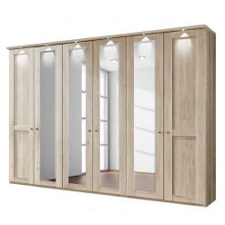 Wiemann Armoire à portes battantes Bergamo - Imitation chêne brut de sciage - Largeur : 300 cm - Avec corniche - Avec éclairage - 4