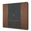 Rauch Orange Armoire à portes battantes Bernau - Marron foncé / Anthracite - Largeur : 181 cm