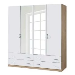 Rauch Blue Armoire à portes battantes Case IV - Blanc alpin / Imitation chêne de Sonoma - 181 cm - 4 portes