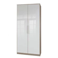 Wimex Armoire à portes battantes Claudine - 2 portes - Blanc nacré / Chêne brut de sciage - Imitation chêne brut de sciage / Blanc wit