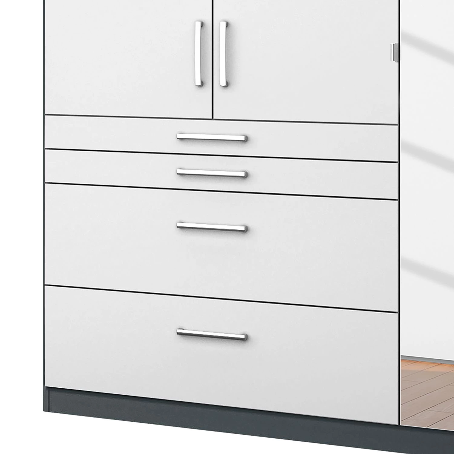 Rauch Blue Armoire Homburg II - Gris métallisé - Largeur : 136 cm - Avec portes miroir – Image 6