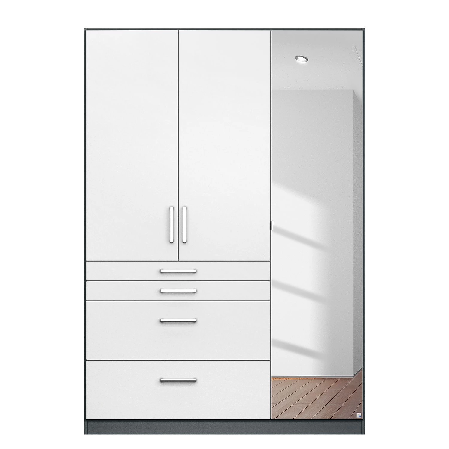 Rauch Blue Armoire Homburg II - Gris métallisé - Largeur : 136 cm - Avec portes miroir – Image 4