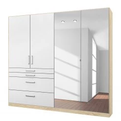 Rauch Blue Armoire Homburg II - Blanc / Imitation chêne de Sonoma - Largeur : 181 cm - Avec portes miroir