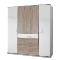 Wimex Armoire à portes pivotantes Julan II - Blanc alpin / Imitation chêne brut de sciage - Sans portes miroir