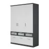 Rauch Blue Armoire à portes battantes Bochum-Extra - Blanc alpin / Gris métallisé - 181 cm - 4 portes