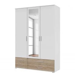 Rauch Blue Armoire Rasant-Extra I - portes battantes - Blanc alpin / Imitation chêne de San Remo - Largeur : 127 cm - Avec portes miroir