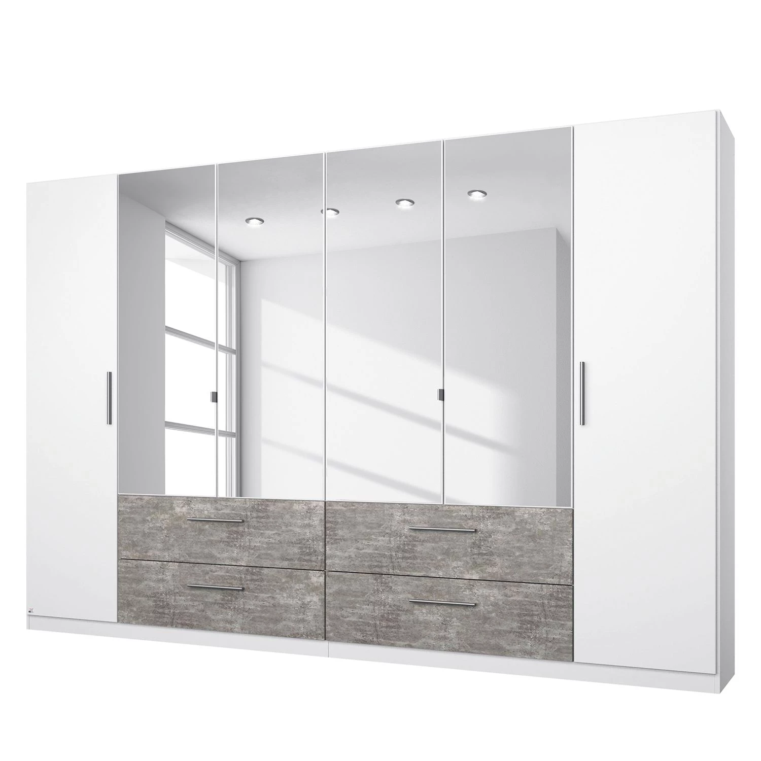 Rauch Blue Armoire à portes battantes Siegen - Blanc alpin / Gris minéral