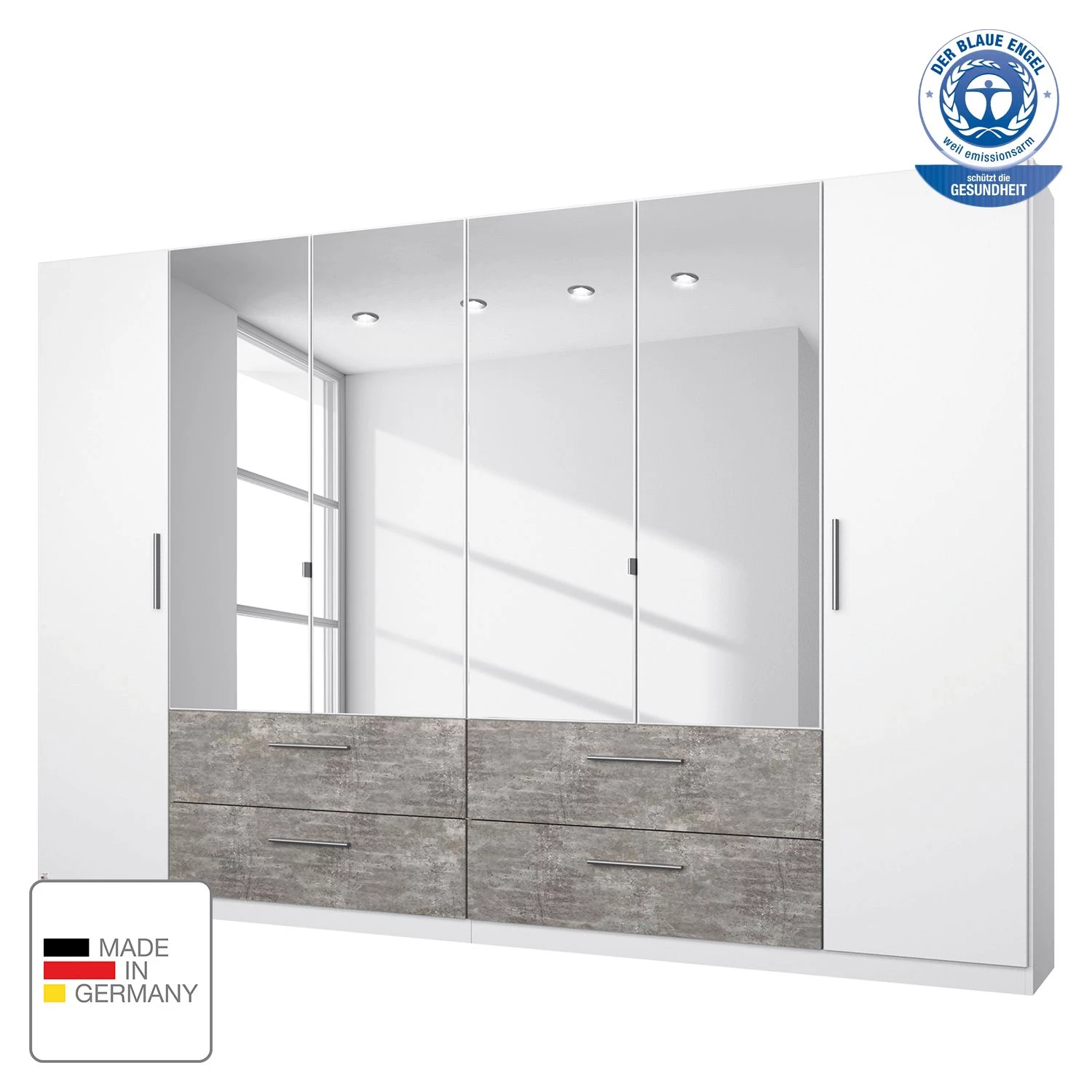 Rauch Blue Armoire à portes battantes Siegen - Blanc alpin / Gris minéral – Image 2