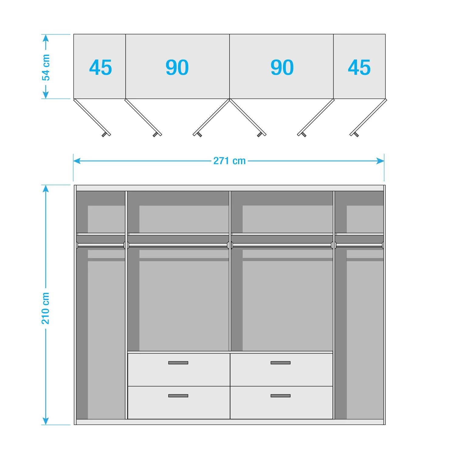 Rauch Blue Armoire à portes battantes Siegen - Blanc alpin / Gris minéral – Image 5