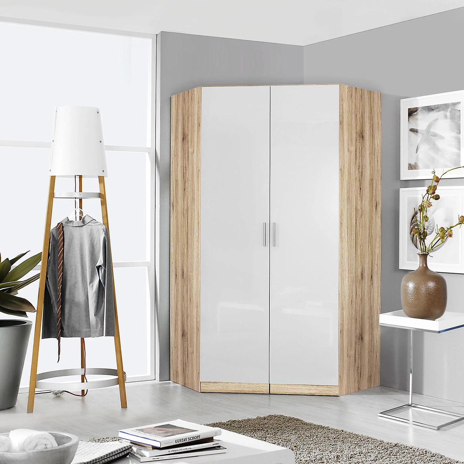 Rauch Blue Armoire d'angle Celle - Imitation chêne de Sonoma / Blanc brillant – Image 3