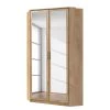 Wimex Armoire d'angle avec miroir Clack - Blanc alpin / Chêne brut de sciage - Imitation chêne parqueté