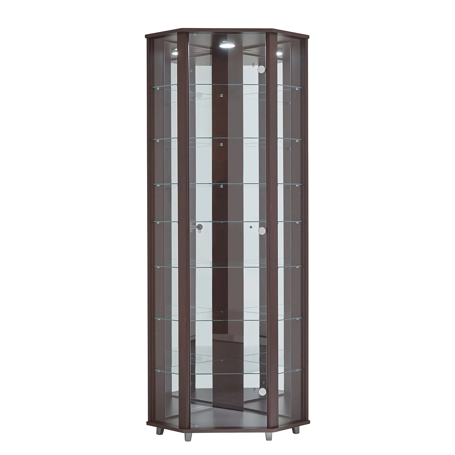 Fredriks Vitrine d'angle Amalia II - Éclairage inclus - Imitation frêne foncé - Imitation wengé