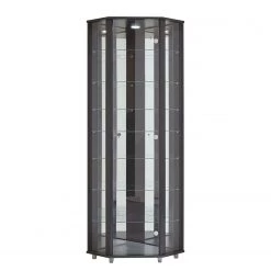 Fredriks Vitrine d'angle Amalia II - Éclairage inclus - Imitation frêne foncé - Imitation frêne noir