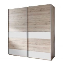 Wimex Armoire à portes coulissantes Chess I - Blanc alpin / Imitation chêne de San Remo - Largeur : 180 cm - 2