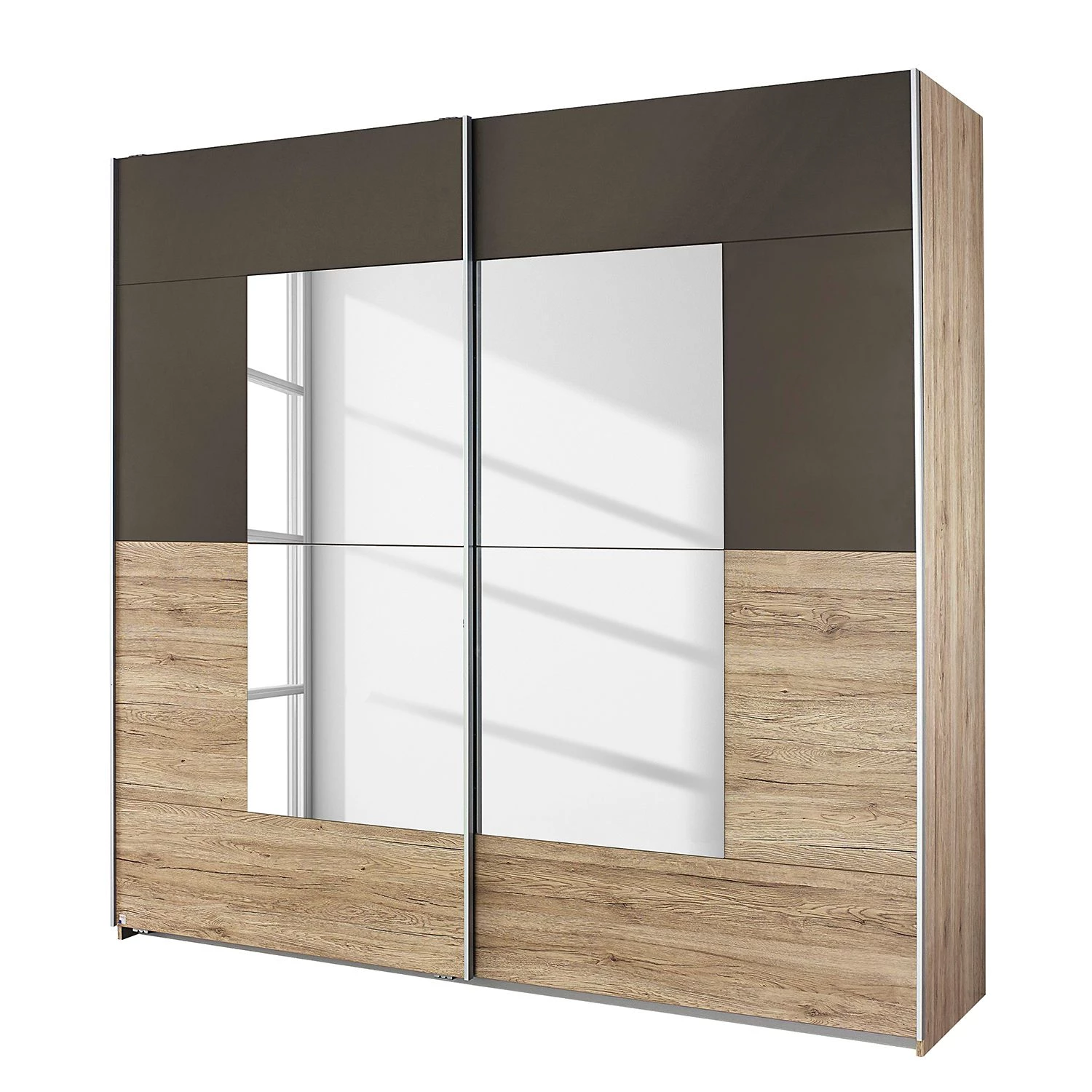 Rauch Blue Armoire à portes coulissantes Crato - Imitation chêne de San Remo / Gris métallisé - Largeur : 175 cm